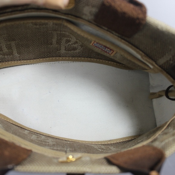Vintage Dooney & Bourke purse brown with leather accents DB Monogram Canvas Bag - Picture 7 of 8